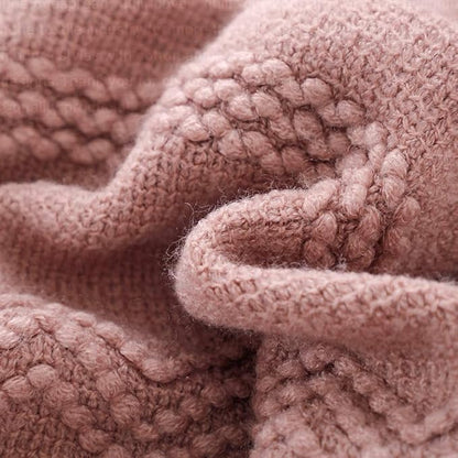 BOURINA Coral Pink Throw Blanket 50x60 Inches Throw Textured Solid Soft Sofa Couch Decorative Knit Blanket