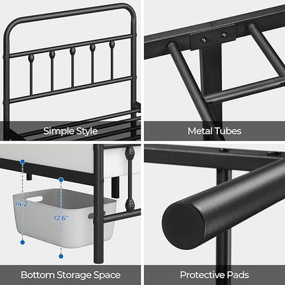 Yaheetech Classic Metal Platform Bed Frame Mattress Foundation with Victorian Style Iron-Art Headboard/Footboard/Under Bed Storage/No Box Spring Needed/Twin Size Black