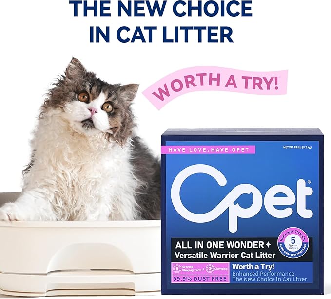 OPET Tofu Cat Litter - 36 LBS, Natural Sustainable Ingredients Quick Clumping Cat Litter, Flushable, Superior Odor Control, 99.9% Dust Free Kitty Litter (36 pounds, White Tea)-Mewly Pet