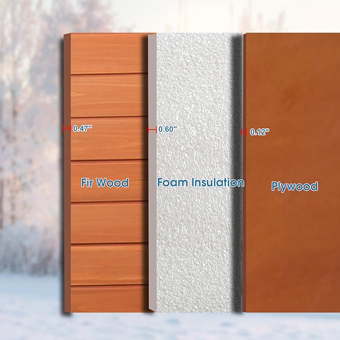 Dog House Outdoor Insulated 34.3" L Dog Kennel 6 Sides All-Round Foam Winter Weatherproof for Small Medium Dogs with Strong Metal Chew Proof Frame-Mewly Pet