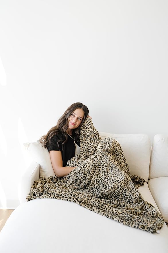 GRACED SOFT LUXURIES Throw Blanket Softest Warm Elegant Cozy Cheetah Faux Fur for Home, Couch, Sofa, Bed, Living Room (Classic Leopard, Large 50" x 60")