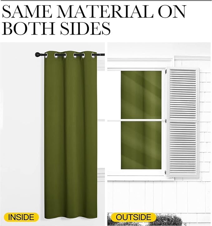 NICETOWN Window Curtain Panels, Christmas Window Decoration Thermal Insulated Solid Grommet Blackout Draperies/Drapes for Bedroom (1 Pair, 34 by 54-inch, Olive Green)