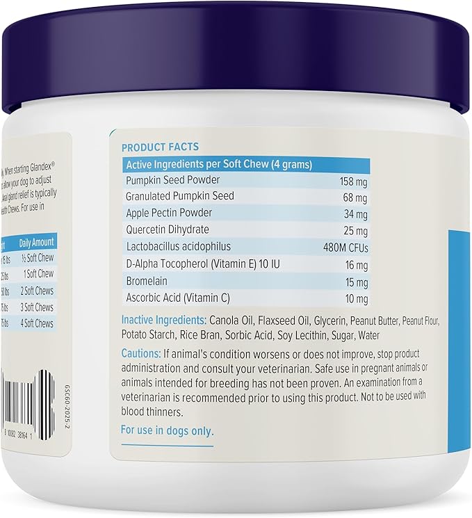 Vetnique Glandex Anal Gland Soft Chew Treats with Pumpkin for Dogs Digestive Enzymes, Probiotics Fiber Supplement for Dogs Boot The Scoot (Peanut Butter Chews, 60 Count)-Mewly Pet