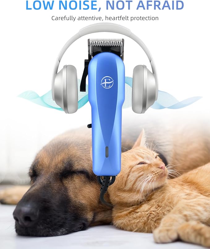 Professional Dog Grooming Clippers Kit, 24V High Power for Thick Coats, Quiet Dog Clippers with 10 Metal Guard Combs & Brush, Ideal Dog Hair Remover for Cats and Pets-Mewly Pet