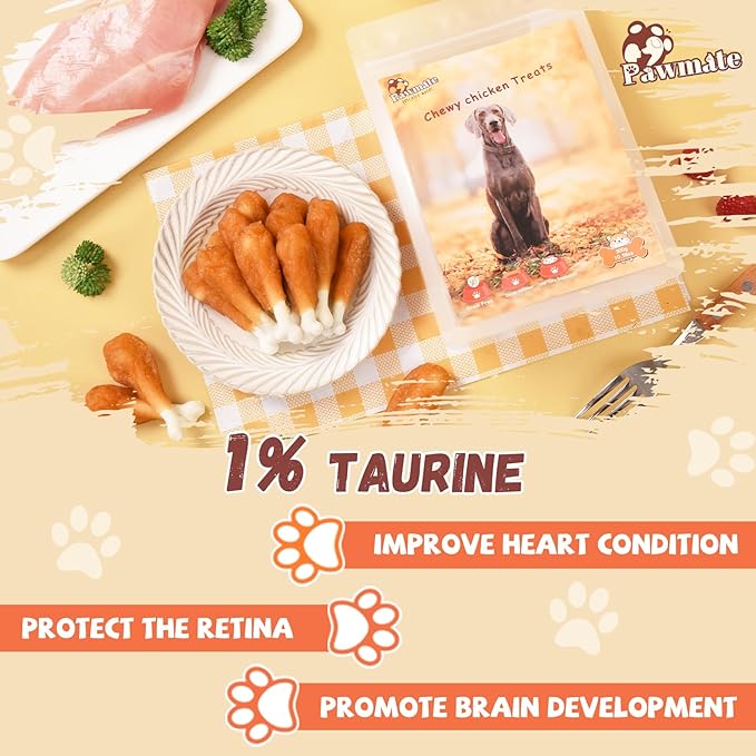 Dog Treats, Chicken Wrapped Calcium Bone Rawhide-Free Grain-Free Training Treats for Dogs Teeth Cleanning Breath Fresh Dog Chewy Snacks for Medium Large Dogs 10.6oz or 18-19 pcs-Mewly Pet