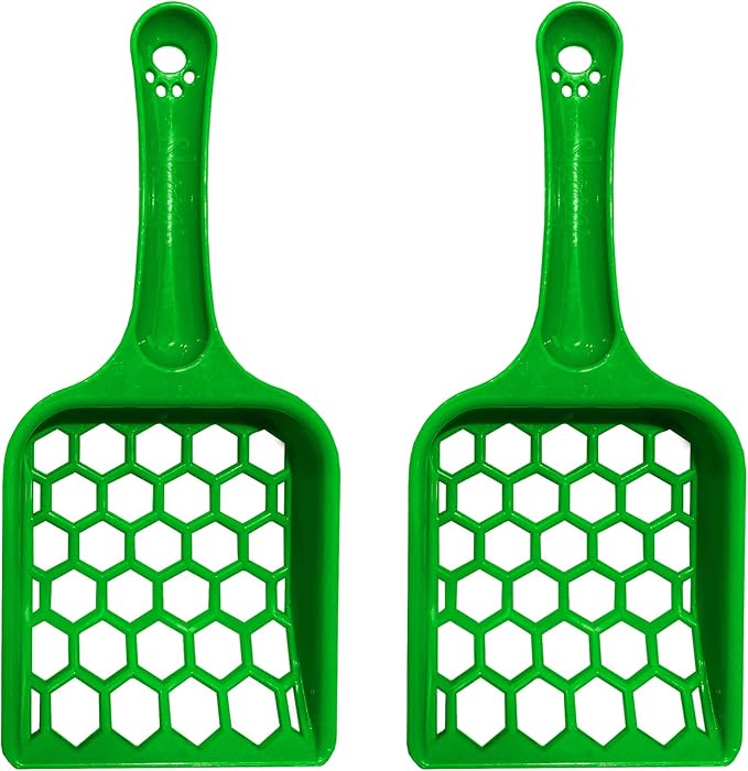 Skoon Cat Litter Pooper Skooper (2 Pack) - Wide Opening, Non-Clumping Litter Box Sifter Removes Solids Without Wasting Pebbles-Mewly Pet