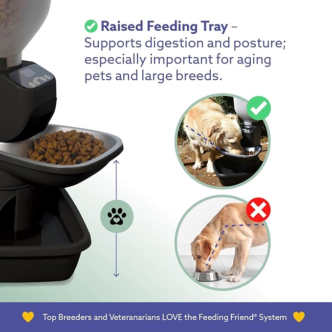 Automatic Dog & Cat Food Feeder with Water Dispenser – Smart Pet Feeder with Portion Control, OLED Display, Anti Jam Design, Battery Operated Dispenser for Medium/Large Pets - Black-Mewly Pet