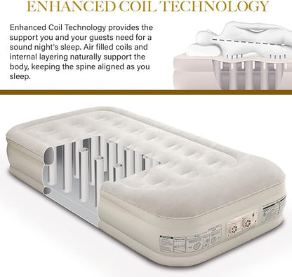 King Koil Luxury Twin Air Mattress with Built-in High Speed Pump for Camping, Home & Guests - 16" Twin Size Double High Airbed Luxury Inflatable Blow Up Mattress Waterproof