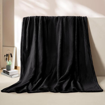 BEAUTEX Fleece Blanket King Size Super Soft Flannel Throw Blanket Lightweight Fuzzy Plush Blanket for Couch Sofa or Bed All Seasons (Black, 108" x 90")