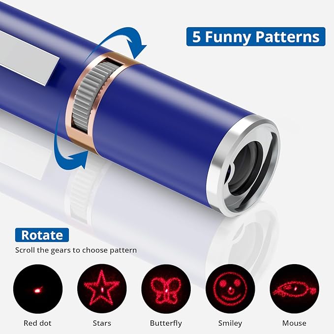 TBTeek Cat Toys for Indoor Cats, 2 Pieces, Rechargeable, 7 Adjustable Patterns, Interactive Kitten Pet Dog Red Dot Chase Light Toy for Cats Fun Playing Exercise（Blue）-Mewly Pet