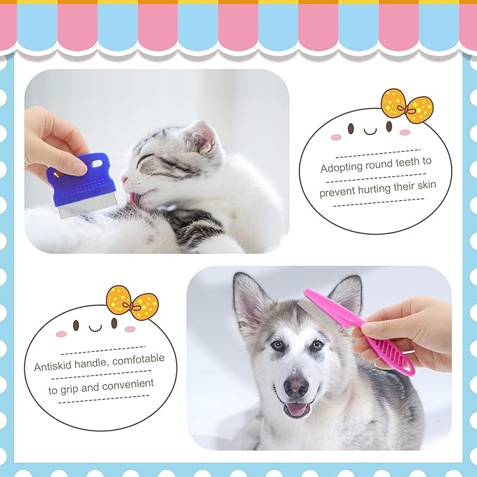 Rabbit Grooming Kit, Rabbit Brush for Shedding with Bunny Nail Clipper, Rabbit Nail Trimmers with Pet Combs for Hamster Guinea Pig Ferret by KALAMANDA(6 Pack)-Mewly Pet