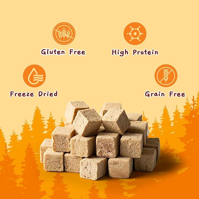 Jungle Calling Freeze Dried Cat Treats, 9.17 oz Single Ingredient Duck Meat for Cats Puppy Dogs, High Protein Food Topper Cube Healthy Dog Treat, Rawhide Free Snacks for Training Bites-Mewly Pet