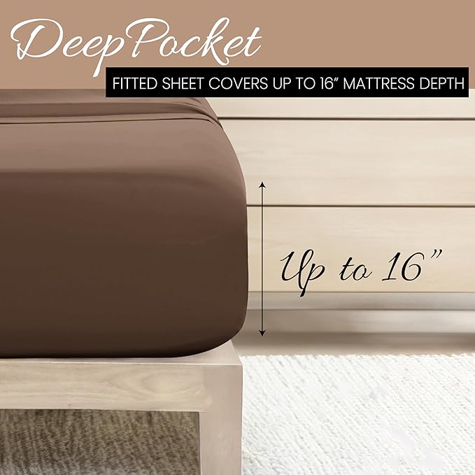 Linen Market Double-Brushed Microfiber California King Sheet Set 4 Piece – Oeko-TEX Certified Ultra Soft & Wrinkle-Free - 16" Deep Pocket Sheets Easy Care Cal-King Size - Taupe