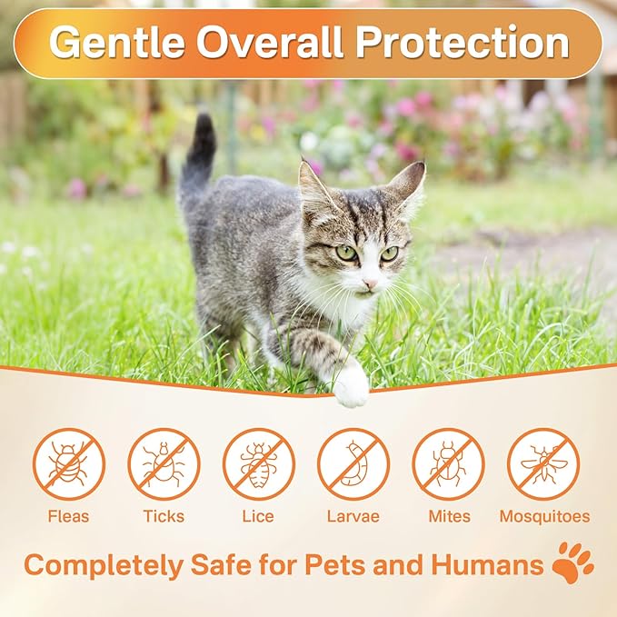 4-in-1 Flea Treatment for Cats Chewable, Natural Cat Flea and Tick Prevention Chewable Supplement for Skin & Coat | Immunity Support | Digestive | Flea & Tick Treatment for All Breeds & Sizes-Mewly Pet