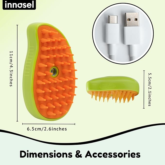 Cat Steam Brush for Shedding, Steamy Grooming Comb with Anti-Static Spray for Cats & Dogs, Gentle Defur Comb for Tangled & Loose Hair, Ergonomic Pet Mist Brush Design, Cepillo de Vapor para Gato Perro-Mewly Pet
