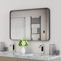 VocalStar Black Metal Framed Bathroom Mirror for Wall, 40 x 30 Inch Large Rounded Rectangle Matte Black Bathroom Vanity Mirror Farmhouse, 1/4-inch Shatterproof Glass | Ultra-Flush Hanging