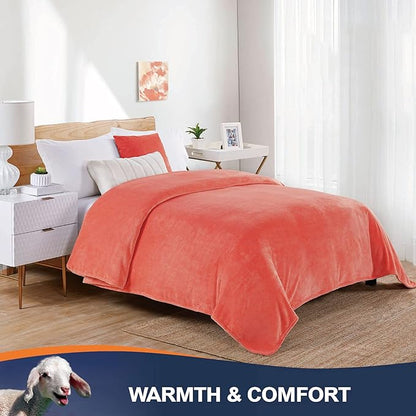 Walensee Fleece Blanket Plush Throw Fuzzy Lightweight (XL-Twin Size 66x90 Coral) Super Soft Microfiber Flannel Blankets for Couch, Bed, Sofa Ultra Luxurious Warm and Cozy for All Seasons