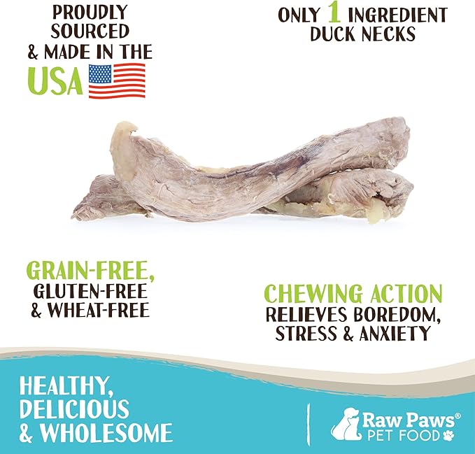 Raw Paws Freeze Dried Duck Necks for Dogs, 5-oz - Made in USA - All Natural Duck Dog Treats - Single Ingredient-Mewly Pet
