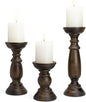 Rustic Wooden Pillar Candle Holders Set of 3, 12'' 9'' 6'' Farmhouse Wood Candle Stand for Table Centerpieces, Vintage Tall Candleholders Fireplace Mantel Decor for Living Room, Dark Brown