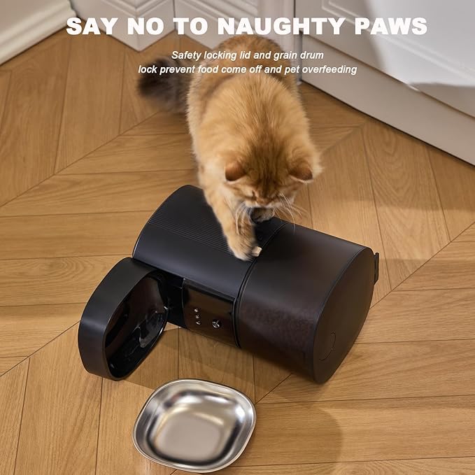 Automatic Cat Feeder with Camera & Voice Interaction, WiFi/App Control, 4L Dry Food Dispenser for Cats & Dogs with Freshness Preservation, Custom Feeding Times & Portions, Dual Power-Mewly Pet