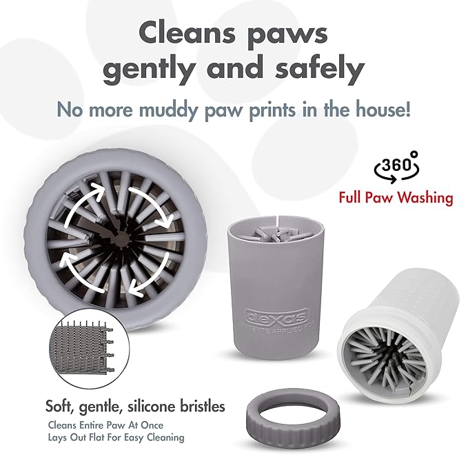 Dexas MudBuster Portable Dog Paw Cleaner, Premium Quality Small Light Gray Pet Accessory-Mewly Pet