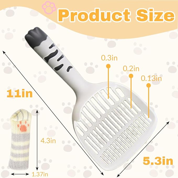 Cat Scooper for Litter Box, Cat Litter Scoop, Kitty Litter Scoop, Cat and Dog Poop Collector, Pet Litter Sifter, Cute Handle, Cat Litter Scooper with Holder for Various Litter Boxes (White)-Mewly Pet