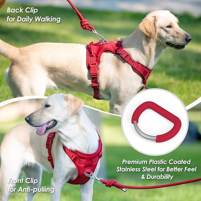 No Pull Dog Harness, Puppy Vest with Front Clip for Small Medium Large Sized Dog(Burgundy Red,M)-Mewly Pet