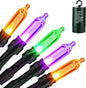 LYHOPE Orange & Purple & Green Halloween Lights, 33ft 100 LED Halloween Decoration Lights Waterproof 8 Modes Battery Operated String Light for Outdoor & Indoor,Tree, Wreaths, Holiday, Party Decor