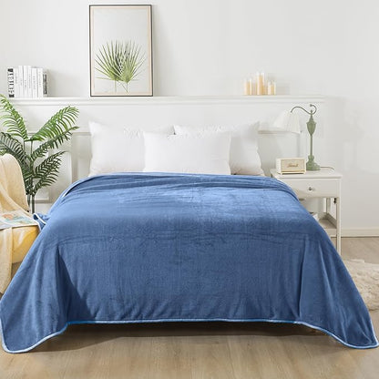 Soft Twin Size Blanket for All Season Lightweight Thermal Fleece Summer Autumn Fall Winter Spring Blankets for Twin/Twin XL Extra Long Bed Couch Sofa,66x90 Inches,Washed Blue