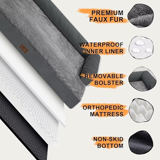 Small Dog Bed Waterproof Orthopedic Dog Beds for Medium Sized Dogs Comfy Pet Cat Bed with Sides, Washable Removable Cover-Mewly Pet