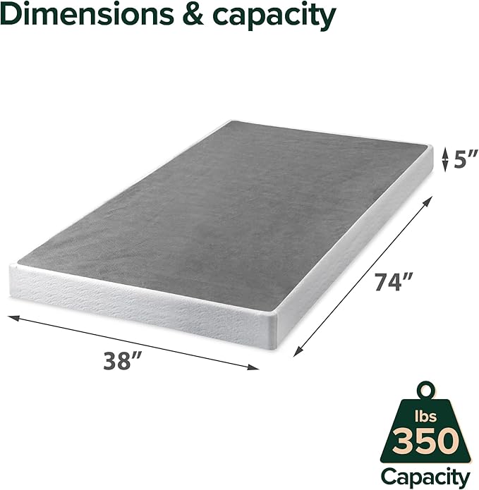 ZINUS 5 Inch Twin Metal Smart Box Spring, Mattress Foundation, Strong Metal Frame, Easy Assembly