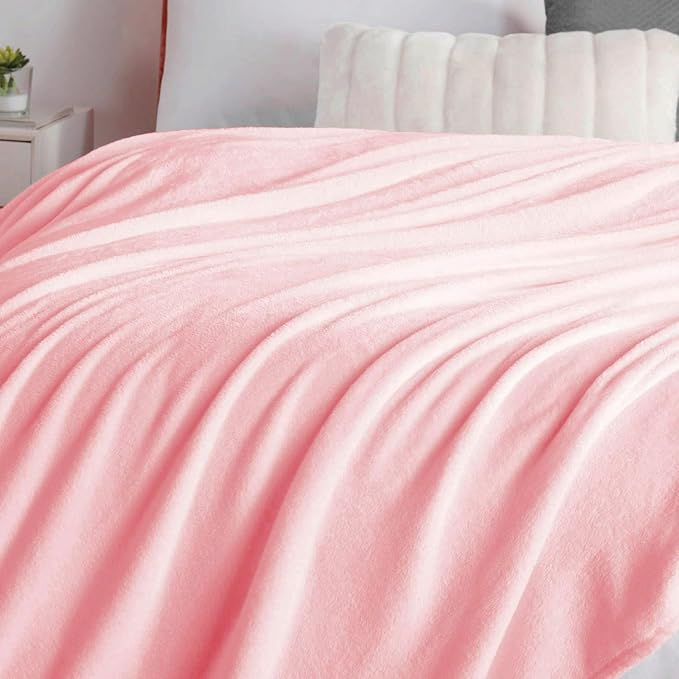 Walensee Fleece Blanket Plush Throw Fuzzy Lightweight (Twin Size 60x80 Pink) Super Soft Microfiber Flannel Blankets for Couch, Bed, Sofa Ultra Luxurious Warm and Cozy for All Seasons