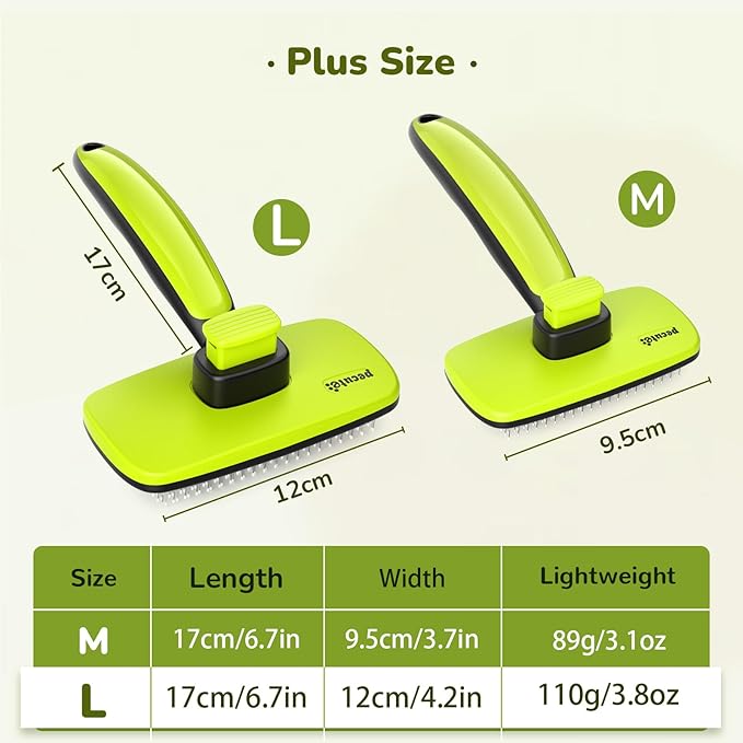 Pecute Self-Cleaning Slicker Brush for Dogs, Cats, Lightweight Dog Brush for Shedding Massaging Grooming, Cat Brush Gently Removes Loose Fur Undercoat for Dogs Cats Rabbits of All Hair Types-Mewly Pet