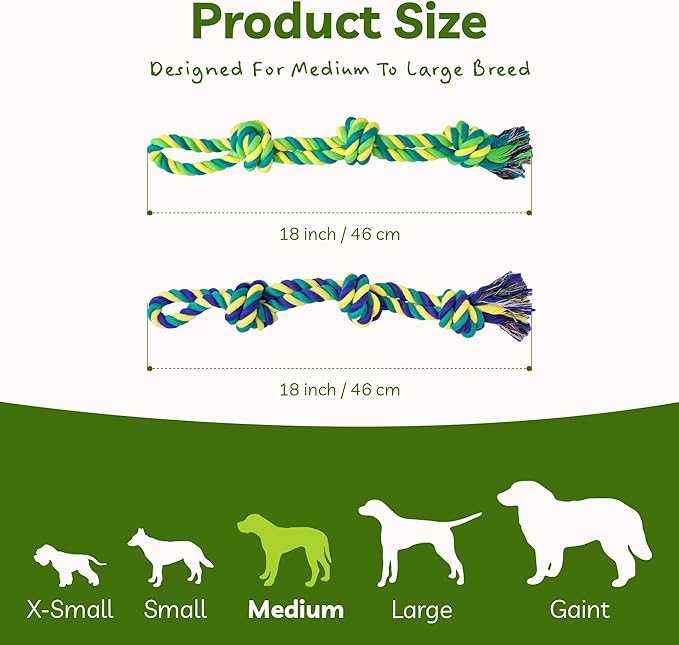SHARLOVY Dog Rope Toy for Medium Dogs, 2 Pack Heavy Duty Dog Chew Toys for Aggressive Chewers, Interactive Tug of War Dog Toys for Medium to Large Breed-Mewly Pet
