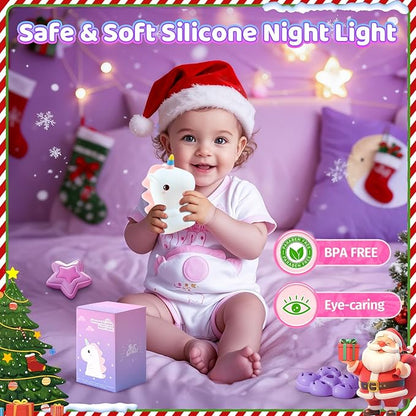 Unicorn Toys, Night Light for Kids Night Light,16 Colors+Silicone+Dimmable+12 Hours Use Nightlight for Kids Room,Unicorn Toys for Girls Age 4-6, Christmas Gifts for Baby,Adults,Toddler Girl Room Decor