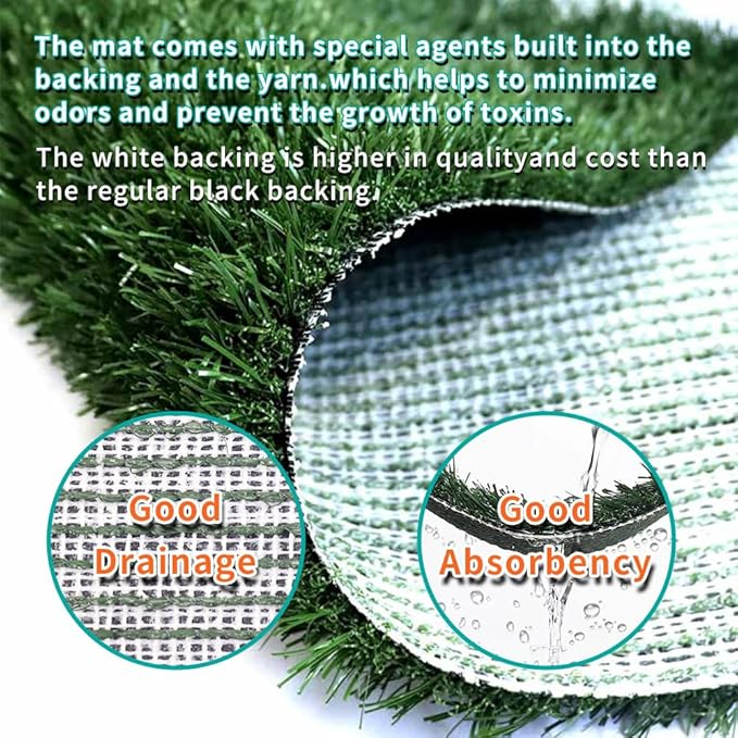 Artificial Grass Pad with Tray - 16"x20" Dog Potty for Puppy Training - with 2 PCS Reusable Replacement Fake Grass Pee Pads, Indoor/Outdoor Small Dog Litter Box for Apartment or Balcony/Patio-Mewly Pet