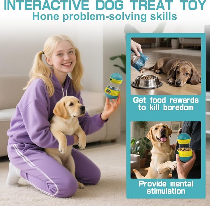 Interactive Dog Puzzle Toys for Indoor Adjustable Food Dispensing Treat Dispenser Ball & Slow Feeder for Large/Medium/Small Dog to Keep Them Busy, Green-Mewly Pet