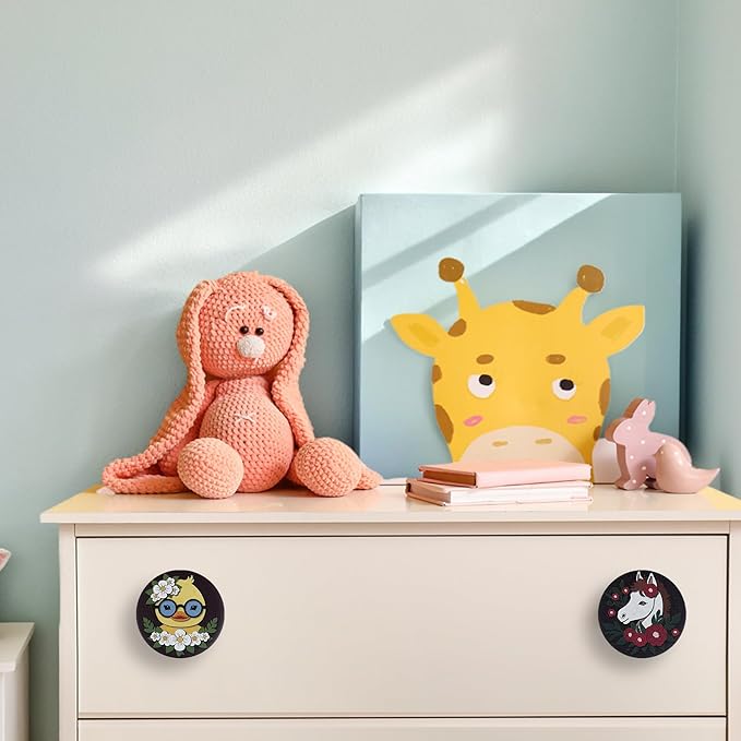 JamJam Set of 8 1.8" Wooden Unique Cabinet Kids Nursery Dresser Knobs Cute Funky Fox Horse Animal Themed Drawer Pulls and Knobs