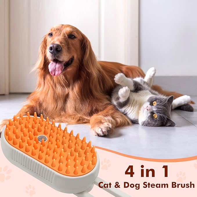 Cloud Care Cat Brush, Cat Steam Brush for Shedding, 4-In-1 Self-Cleaning Pet Steam Brushs for Long and Short Hair Cats and Dogs Grooming Supplies-Mewly Pet