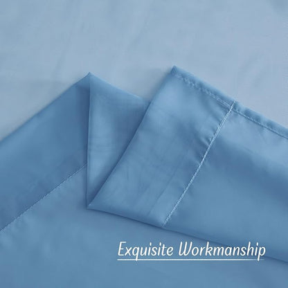 NICETOWN Stone Blue Sheer Curtains 96 Inches Long, Grommet Airy & Lightweight Window Treatment Translucent Elegant Drapes for Living Room/Bedroom, W54 x L96, 2 Panels