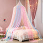 Rainbow Bed Canopy with Lights - Mosquito Netting for Twin, Single, Full, Queen & King Size Beds - Decor for Girls' Rooms
