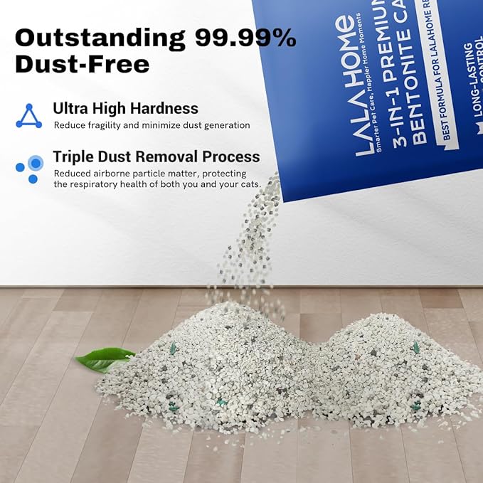 Clumping Cat Litter, Premium Bentonite Cat Litter Sodium-Based, Dust-Free, Strong Durability, Odor Control, Natural Mineral Formula Unscented Litter for RealScooper - 15 lb. Box-Mewly Pet