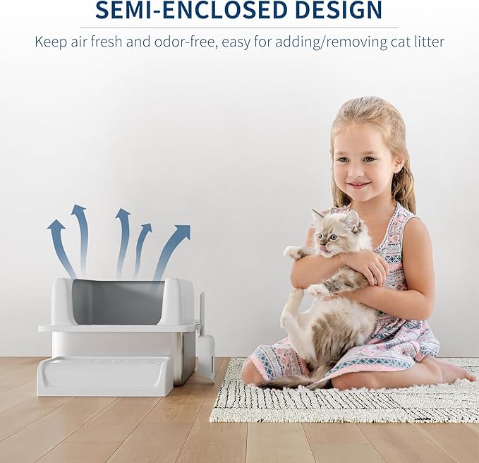 Stainless Steel Cat Litter Box 6 inch, XXL Large Cat Litter Tray with High Side, Platform Step and Scoop for Big Cats Multiple Cats, Easy Clean-Mewly Pet