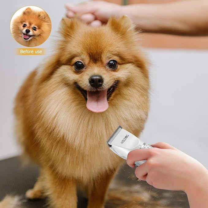 Dog Clippers Professional Heavy Duty Dog Grooming Clipper 3-Speed Low Noise High Power Rechargeable Cordless Pet Grooming Tools for Small & Large Dogs Cats Pets with Thick & Heavy Coats-Mewly Pet