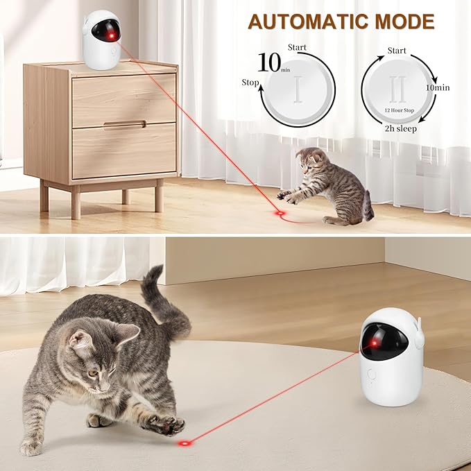 Laser Cat Toys for Indoor Cats Interactive Cat Toy 3 Speed Modes with Timer Rechargeable Rechargeable 3 Adjustable Circling ranges for Cats/Kitten/Dogs-Mewly Pet
