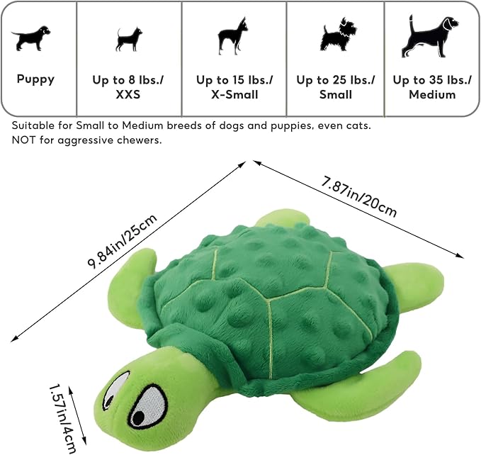 Adpartner Squeaky Toys for Dogs, 2 Pack Turtle Dog Toy Plush Crinkle Dog Toys to Keep Them Busy, Interactive Squeak Stuffed Pet Chew Toys for Small to Medium Dogs Teething Training Reduce Boredom-Mewly Pet
