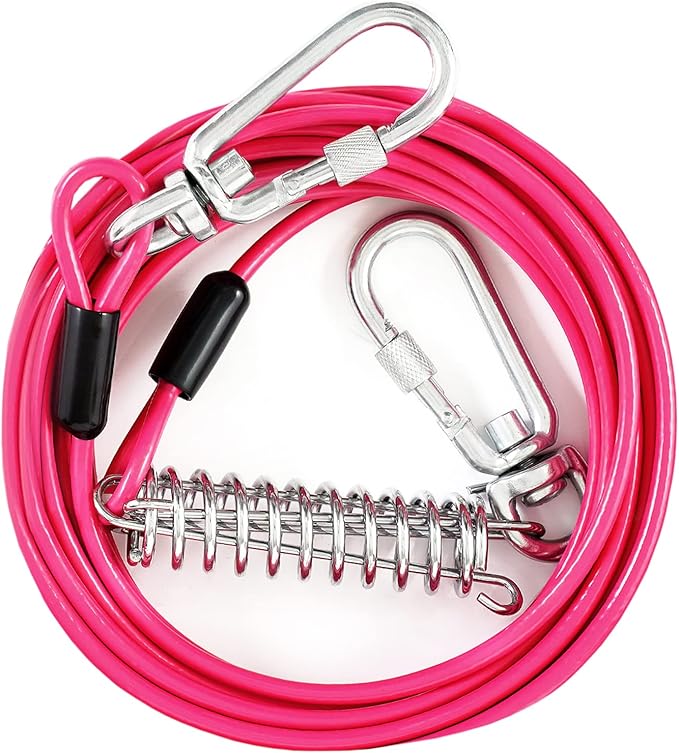 Tie Out Cable for Yards - Heavy Duty, Chew Proof, 10FT for Large Dogs Up to 250lbs-Mewly Pet