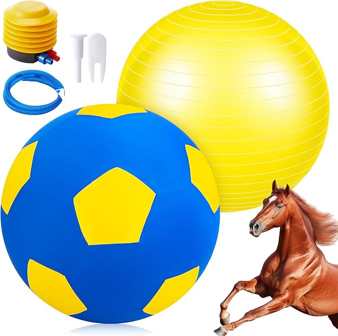 40inch Giant Herding Ball with Ball Cover Anti Burst Please Watch VCR for How to Inflation Horse Toys for Horses Stall Entertainment Play, Pump Included(Yellow,Stylish)-Mewly Pet