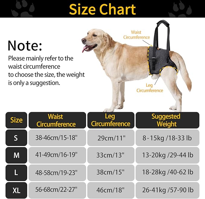 HEYWEAN Dog Sling for Large Dogs Hind Leg Support Harness Ideal for Elderly Injured Arthritic Dogs Provides Rehabilitation Aid for Weak Back Legs Comfortable and Durable Design-Mewly Pet