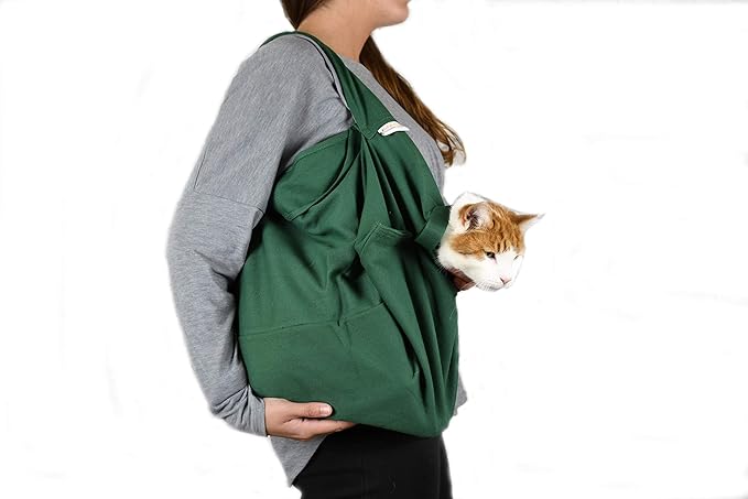 Cozy Comfort Carrier - Large Green Cat Carrier, Cat Holder for Cutting Nails, & Cat Carrier Pouch for Vet Visits, Medication Administration, Dental Care, & Travel-Mewly Pet